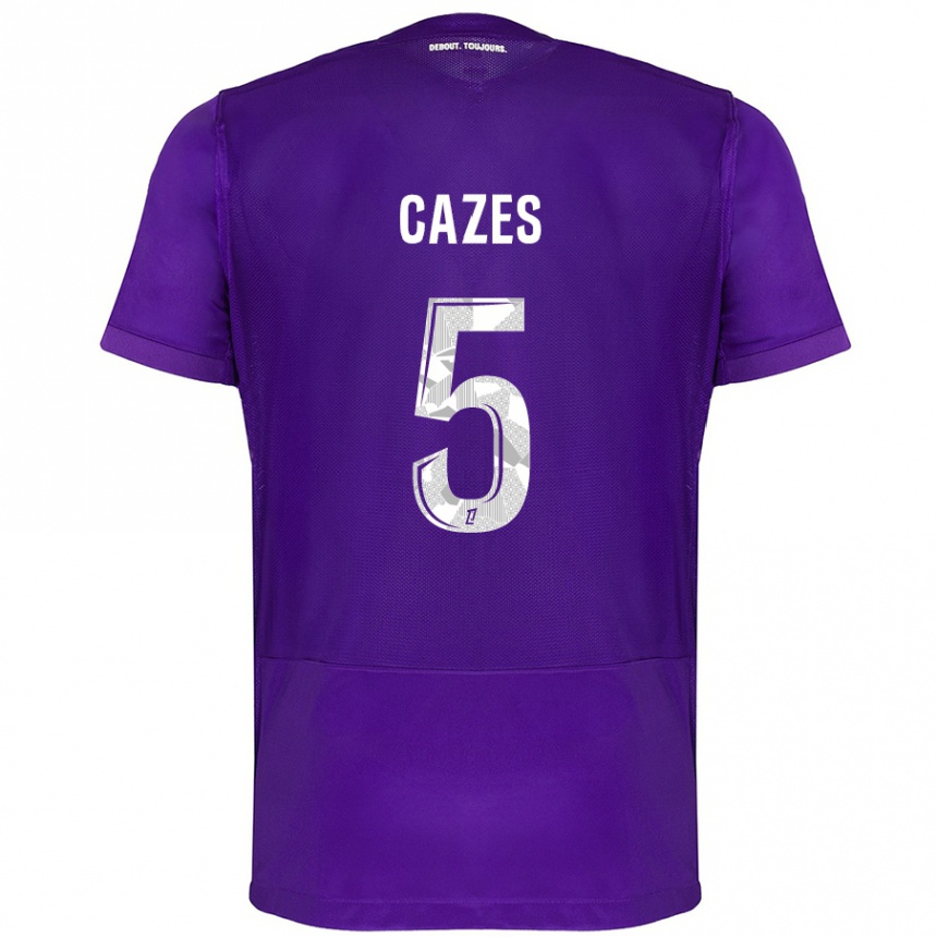 Niño Fútbol Camiseta Manon Cazes #5 Morado Blanco 1ª Equipación 2024/25