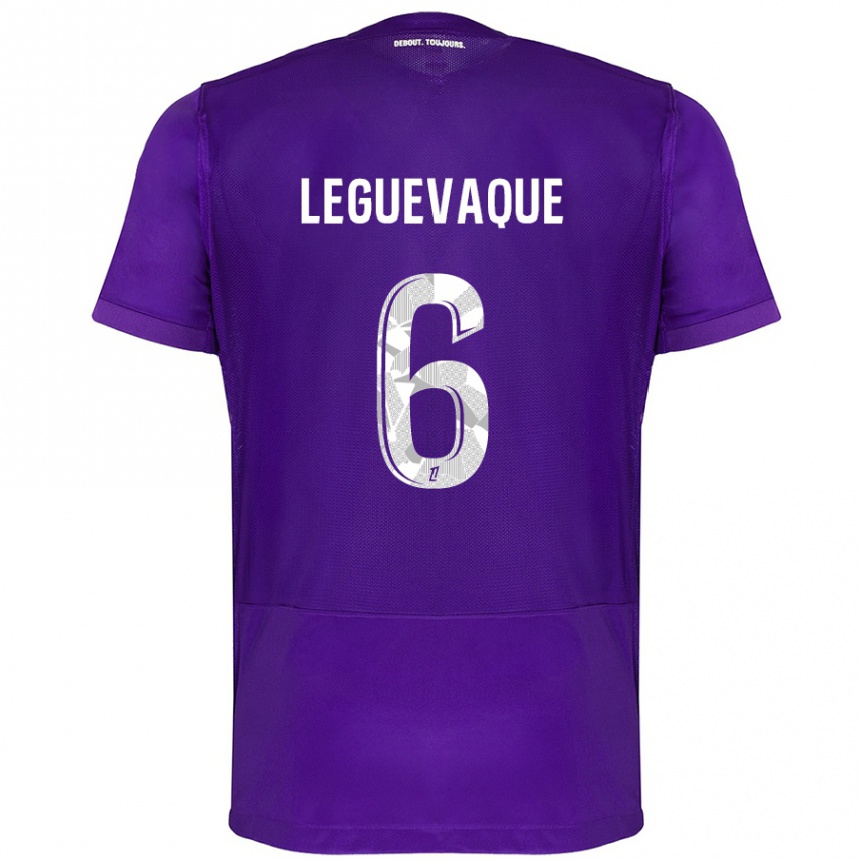 Niño Fútbol Camiseta Laurie Leguevaque #6 Morado Blanco 1ª Equipación 2024/25