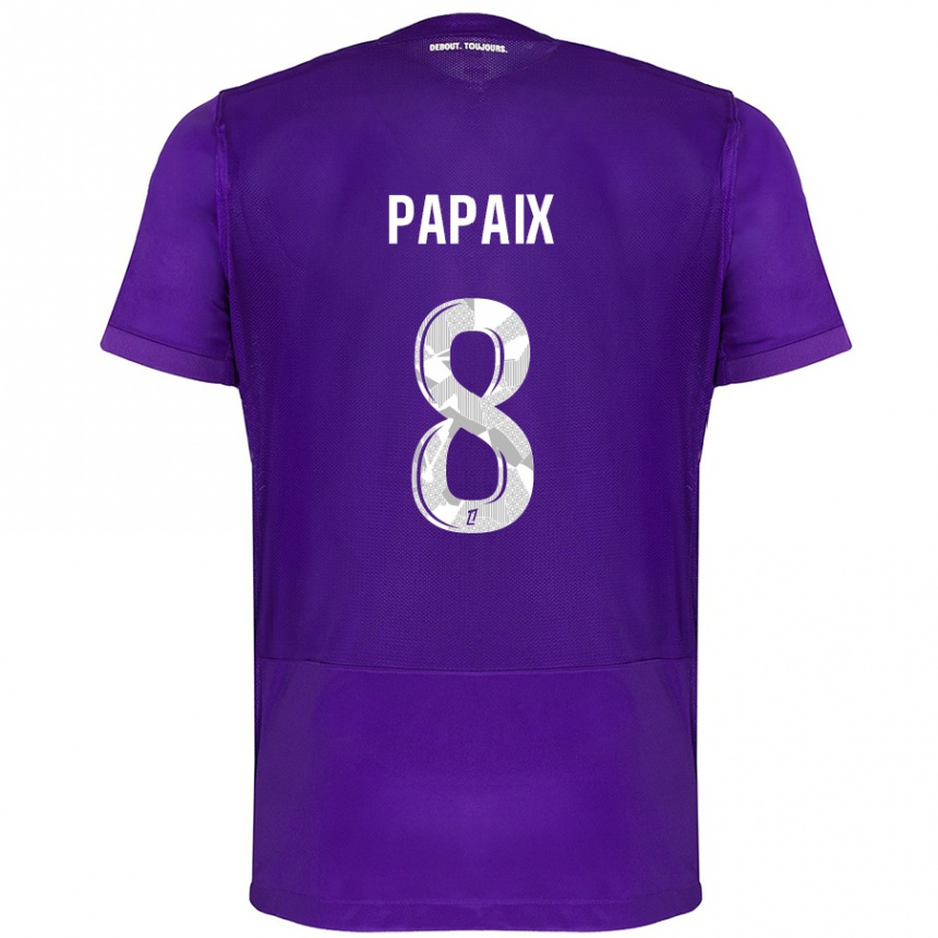 Niño Fútbol Camiseta Pauline Papaix #8 Morado Blanco 1ª Equipación 2024/25