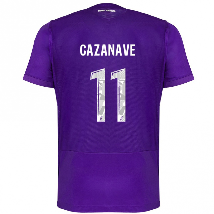 Niño Fútbol Camiseta Julie Cazanave #11 Morado Blanco 1ª Equipación 2024/25