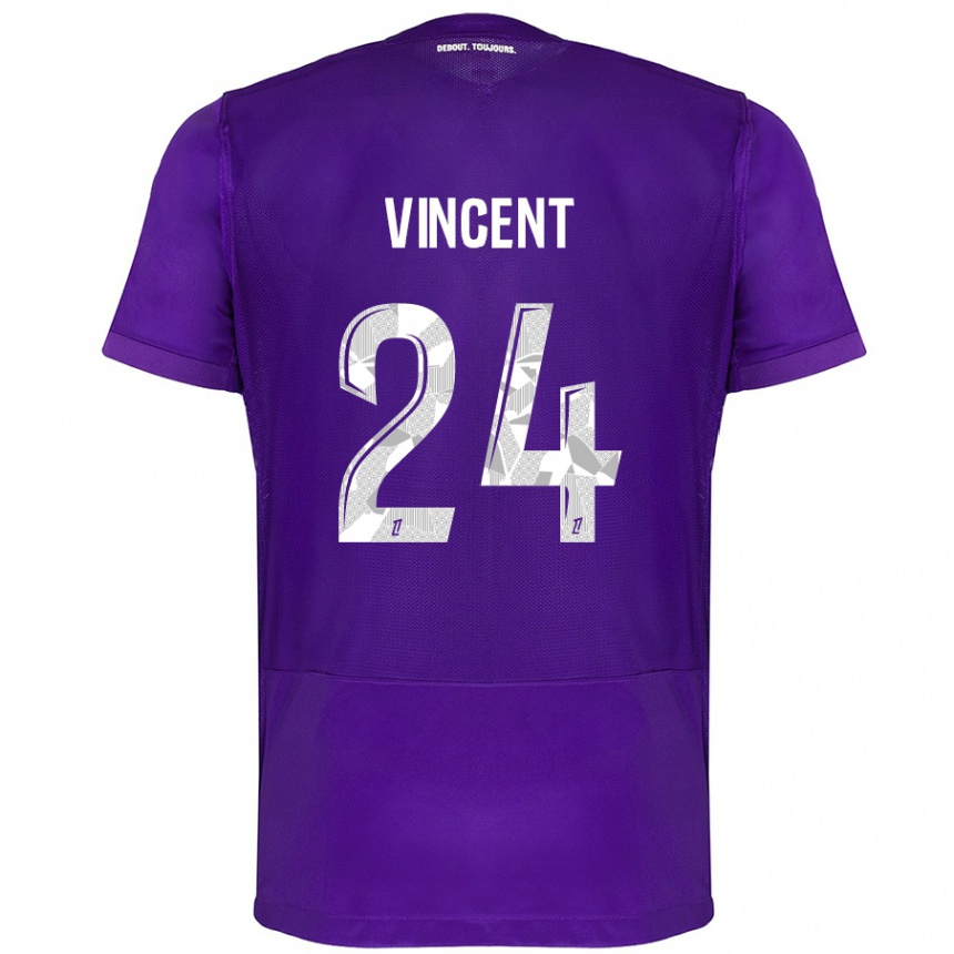 Niño Fútbol Camiseta Magalie Vincent #24 Morado Blanco 1ª Equipación 2024/25