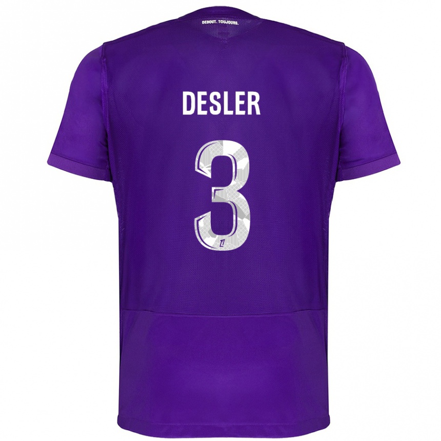 Niño Fútbol Camiseta Mikkel Desler #3 Morado Blanco 1ª Equipación 2024/25