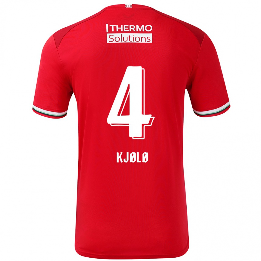 Niño Fútbol Camiseta Mathias Kjølø #4 Rojo Blanco 1ª Equipación 2024/25