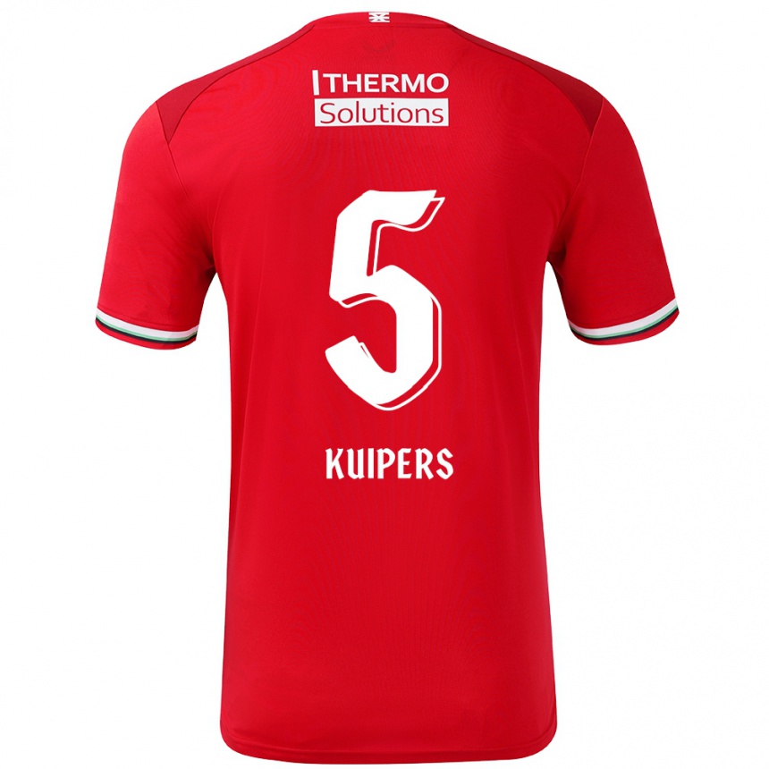 Niño Fútbol Camiseta Bas Kuipers #5 Rojo Blanco 1ª Equipación 2024/25