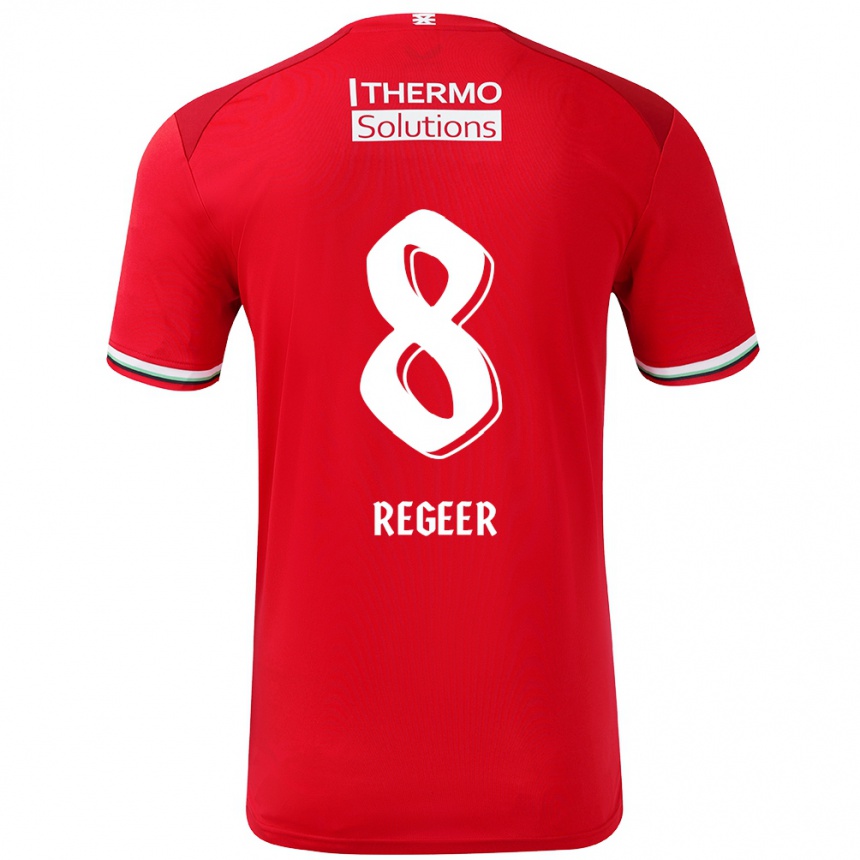 Niño Fútbol Camiseta Youri Regeer #8 Rojo Blanco 1ª Equipación 2024/25