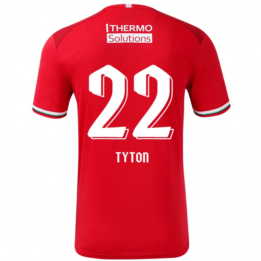 Niño Fútbol Camiseta Przemyslaw Tyton #22 Rojo Blanco 1ª Equipación 2024/25