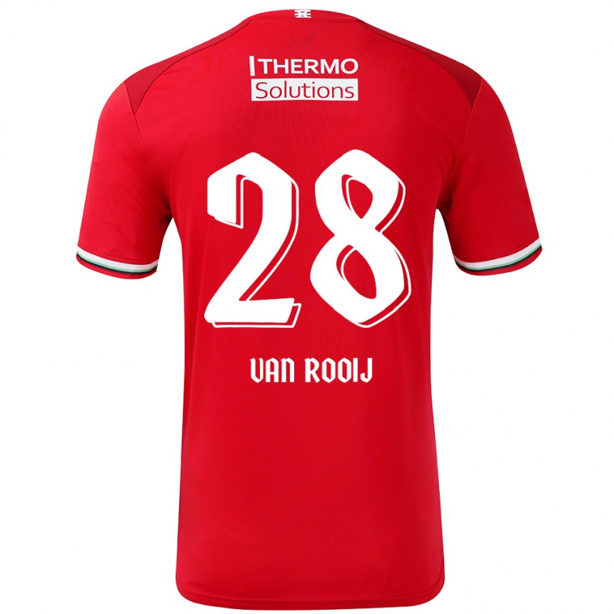 Niño Fútbol Camiseta Bart Van Rooij #28 Rojo Blanco 1ª Equipación 2024/25