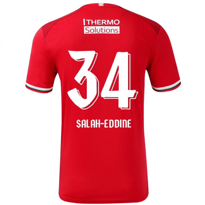 Niño Fútbol Camiseta Anass Salah-Eddine #34 Rojo Blanco 1ª Equipación 2024/25