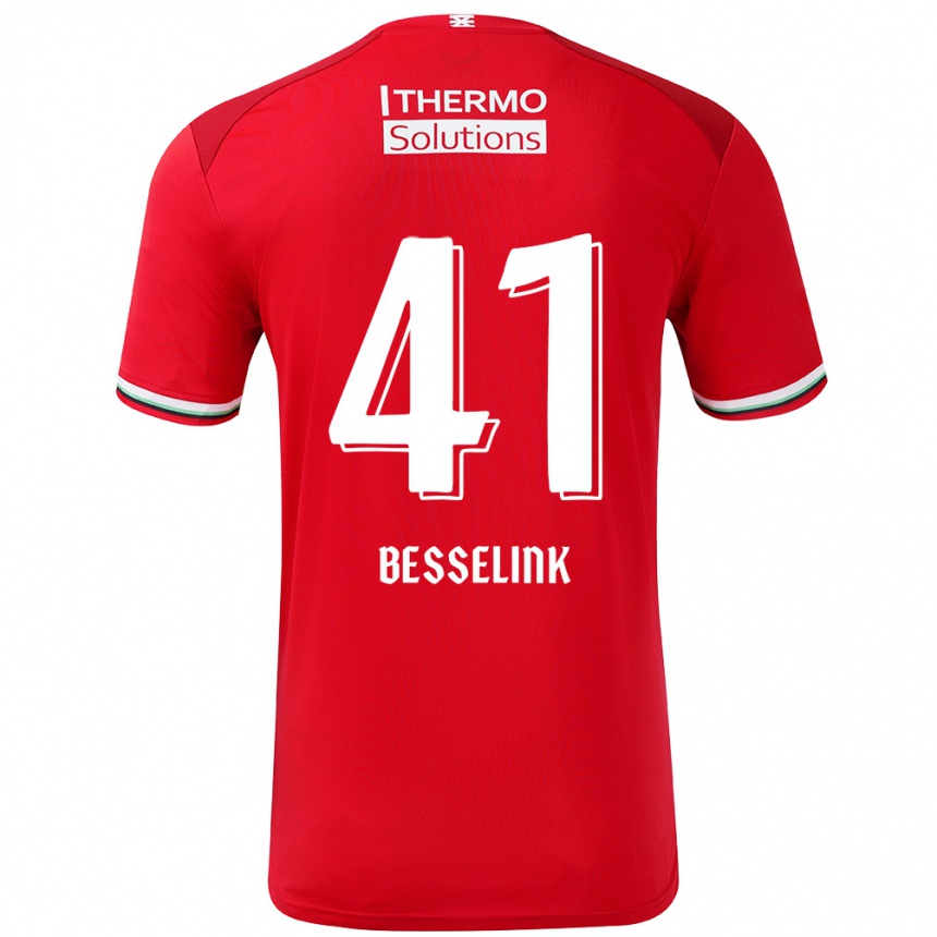 Niño Fútbol Camiseta Gijs Besselink #41 Rojo Blanco 1ª Equipación 2024/25