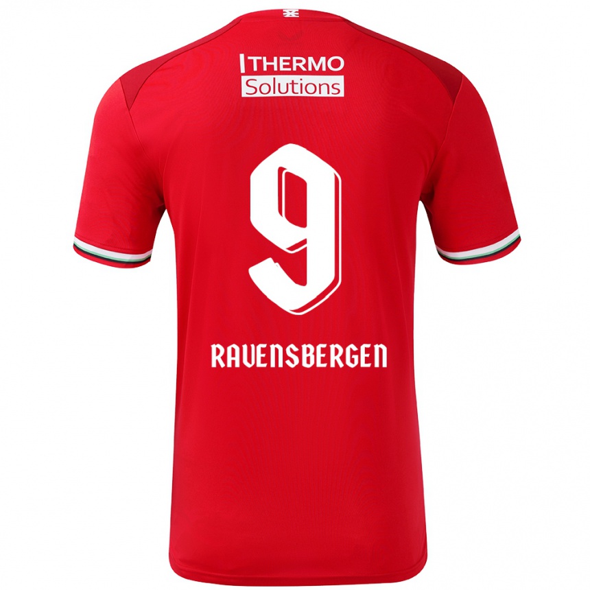 Niño Fútbol Camiseta Jaimy Ravensbergen #9 Rojo Blanco 1ª Equipación 2024/25