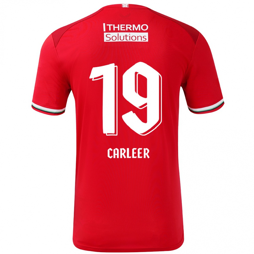 Niño Fútbol Camiseta Lieske Carleer #19 Rojo Blanco 1ª Equipación 2024/25