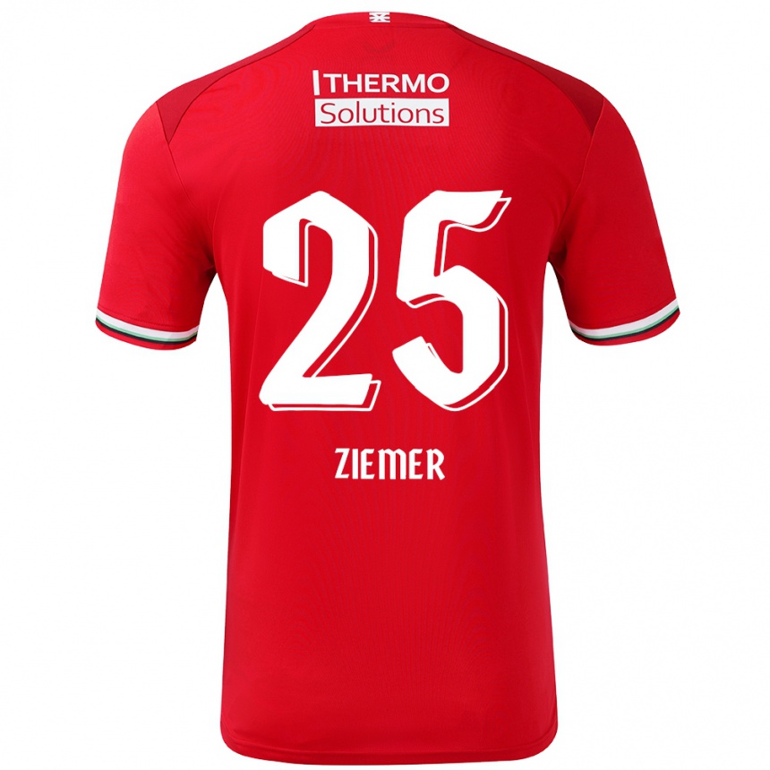 Niño Fútbol Camiseta Taylor Ziemer #25 Rojo Blanco 1ª Equipación 2024/25