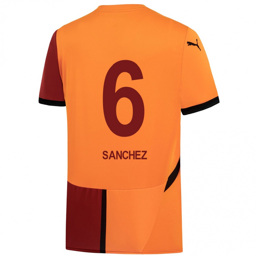 Niño Fútbol Camiseta Davinson Sánchez #6 Amarillo Rojo 1ª Equipación 2024/25