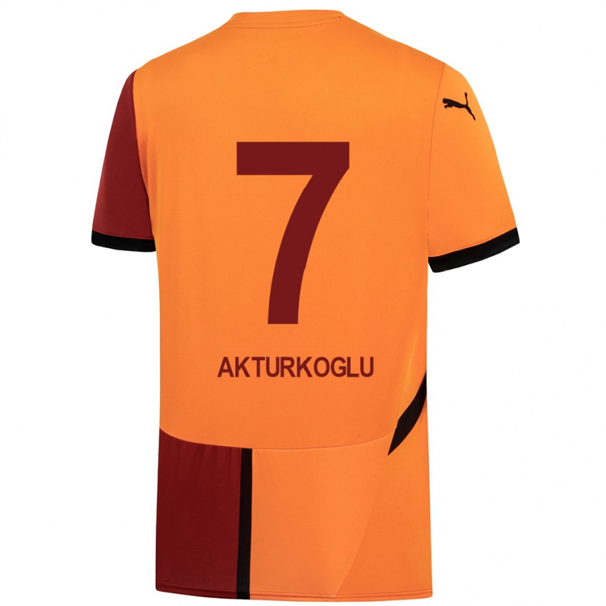 Niño Fútbol Camiseta Kerem Aktürkoğlu #7 Amarillo Rojo 1ª Equipación 2024/25