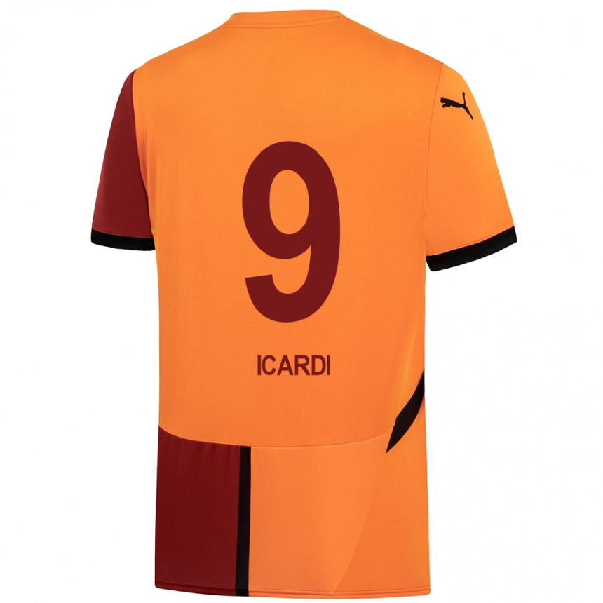 Niño Fútbol Camiseta Mauro Icardi #9 Amarillo Rojo 1ª Equipación 2024/25