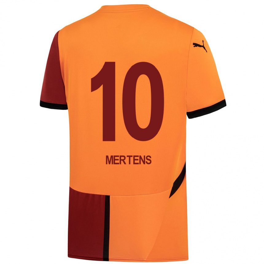 Niño Fútbol Camiseta Dries Mertens #10 Amarillo Rojo 1ª Equipación 2024/25