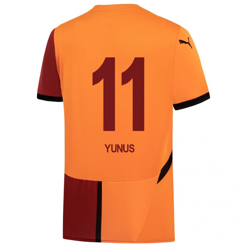 Niño Fútbol Camiseta Yunus Akgün #11 Amarillo Rojo 1ª Equipación 2024/25