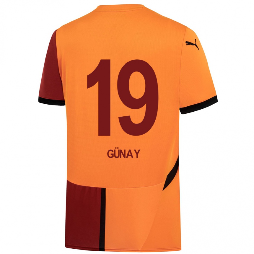 Niño Fútbol Camiseta Günay Güvenç #19 Amarillo Rojo 1ª Equipación 2024/25