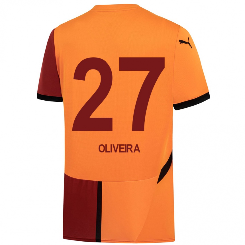 Niño Fútbol Camiseta Sérgio Oliveira #27 Amarillo Rojo 1ª Equipación 2024/25