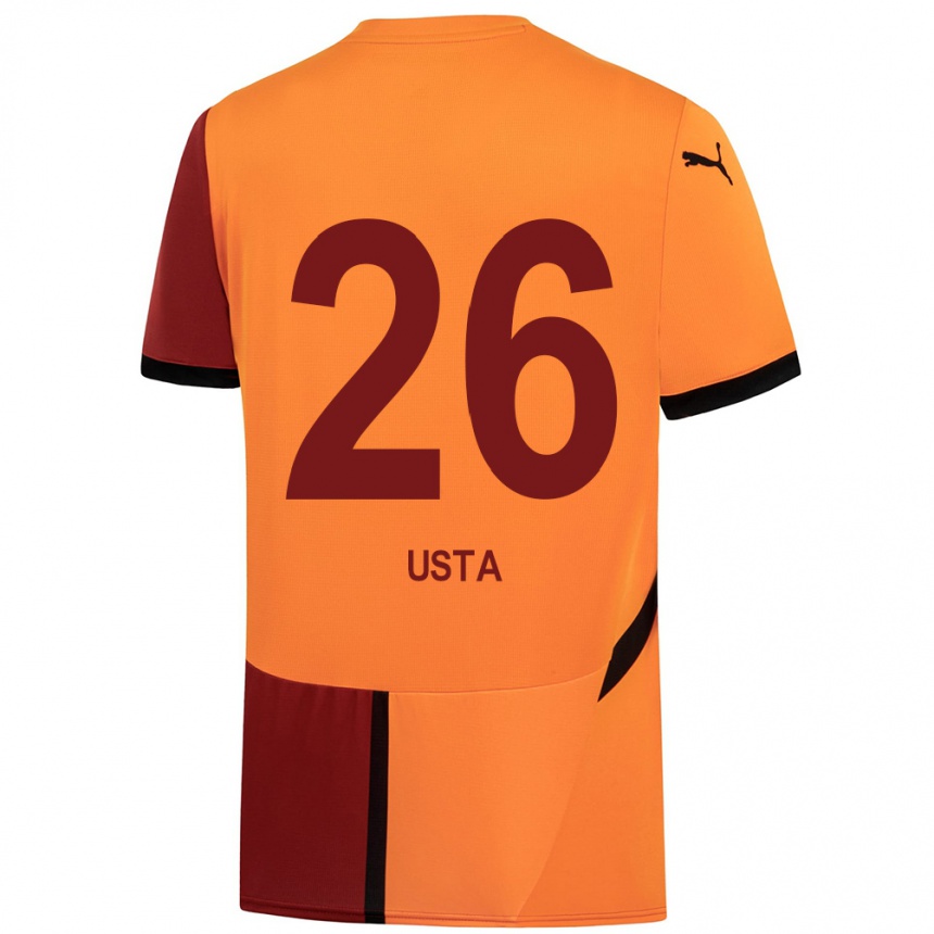 Niño Fútbol Camiseta Alanur Usta #26 Amarillo Rojo 1ª Equipación 2024/25