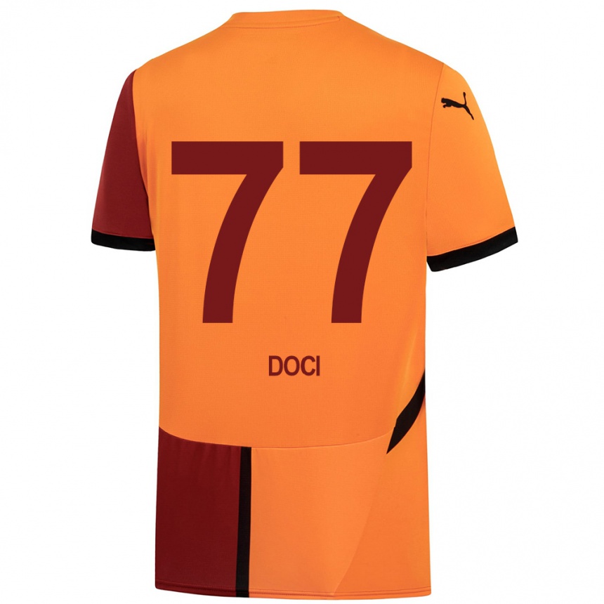 Niño Fútbol Camiseta Megi Doci #77 Amarillo Rojo 1ª Equipación 2024/25