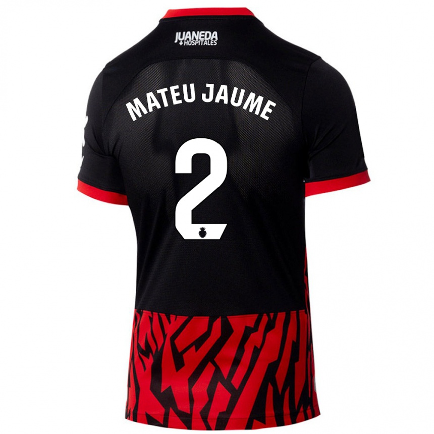 Niño Fútbol Camiseta Mateu Morey Bauza #2 Negro Rojo 1ª Equipación 2024/25