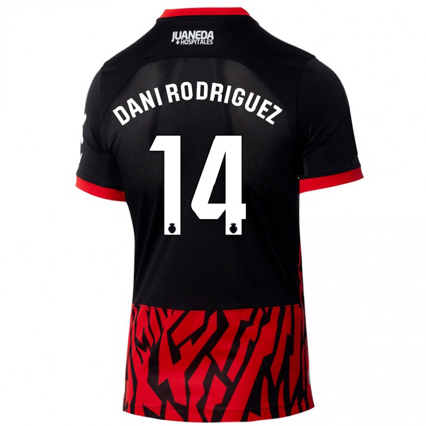 Niño Fútbol Camiseta Dani Rodríguez #14 Negro Rojo 1ª Equipación 2024/25