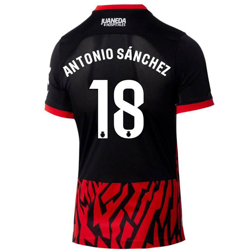 Niño Fútbol Camiseta Antonio Sánchez #18 Negro Rojo 1ª Equipación 2024/25