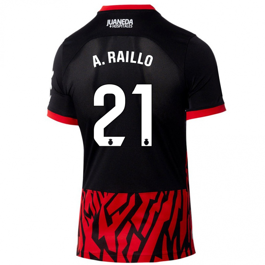 Niño Fútbol Camiseta Antonio Raíllo #21 Negro Rojo 1ª Equipación 2024/25