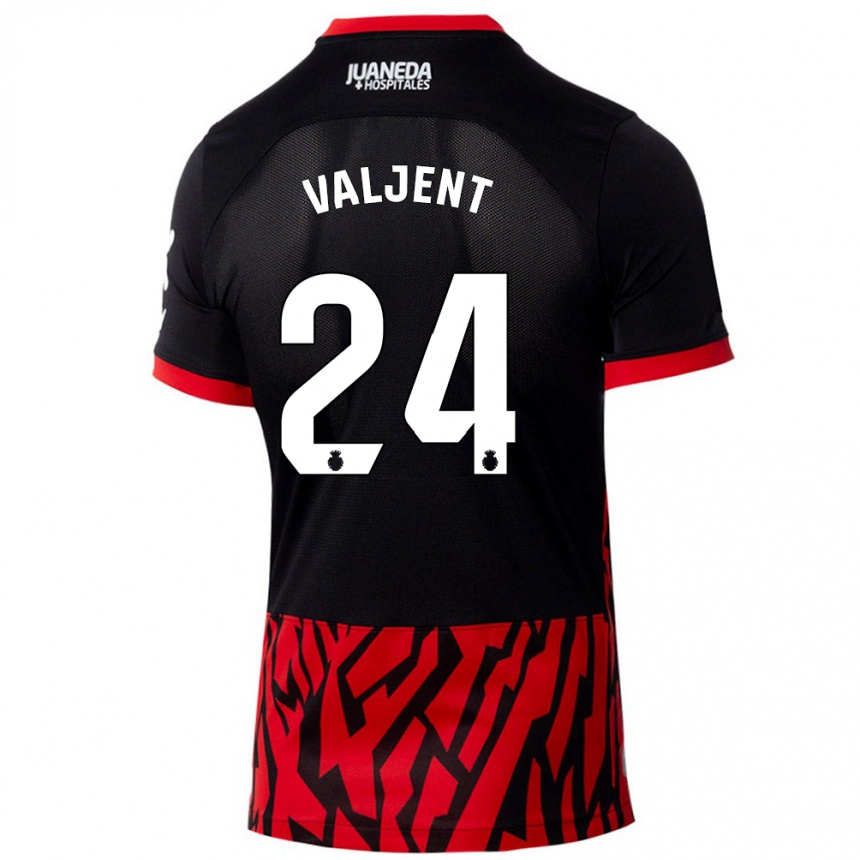 Niño Fútbol Camiseta Martin Valjent #24 Negro Rojo 1ª Equipación 2024/25