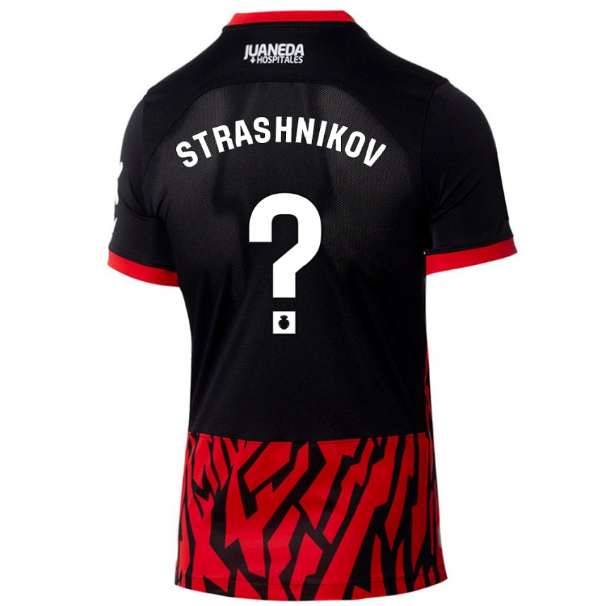 Niño Fútbol Camiseta Nikolay Strashnikov #0 Negro Rojo 1ª Equipación 2024/25