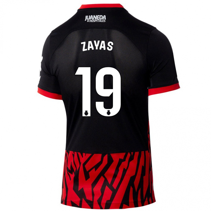 Niño Fútbol Camiseta Yosmel Zayas #19 Negro Rojo 1ª Equipación 2024/25