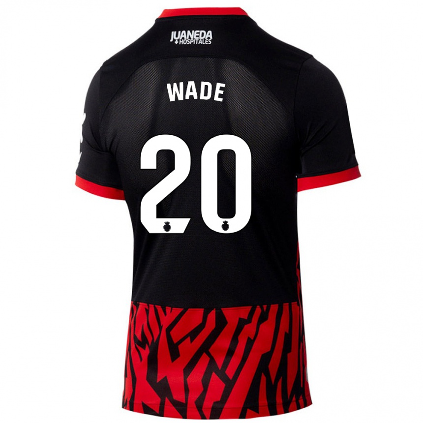 Niño Fútbol Camiseta Sebas Wade #20 Negro Rojo 1ª Equipación 2024/25