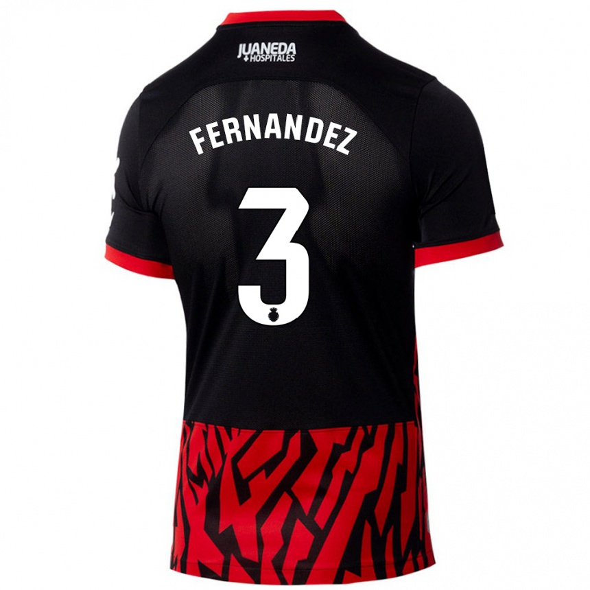 Niño Fútbol Camiseta Marcos Fernández #3 Negro Rojo 1ª Equipación 2024/25