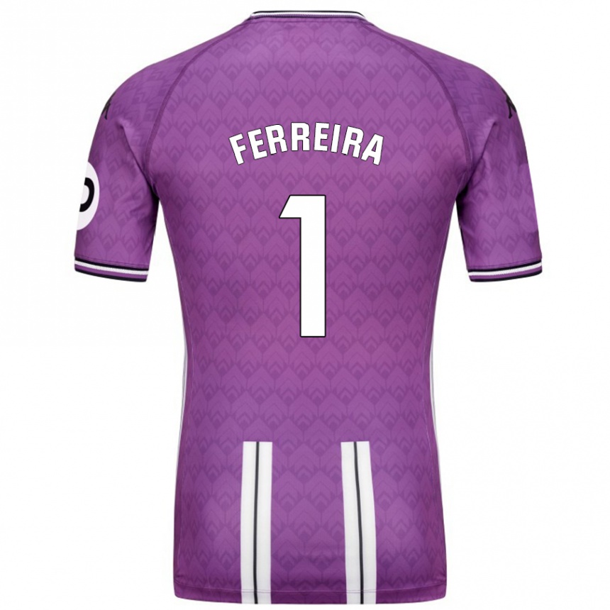 Niño Fútbol Camiseta André Ferreira #1 Púrpura Blanco 1ª Equipación 2024/25