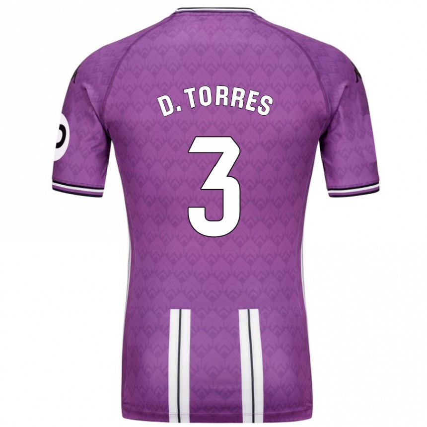 Niño Fútbol Camiseta David Torres #3 Púrpura Blanco 1ª Equipación 2024/25