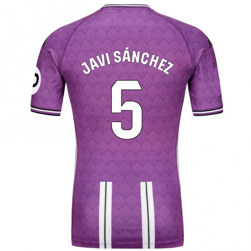 Niño Fútbol Camiseta Javi Sánchez #5 Púrpura Blanco 1ª Equipación 2024/25