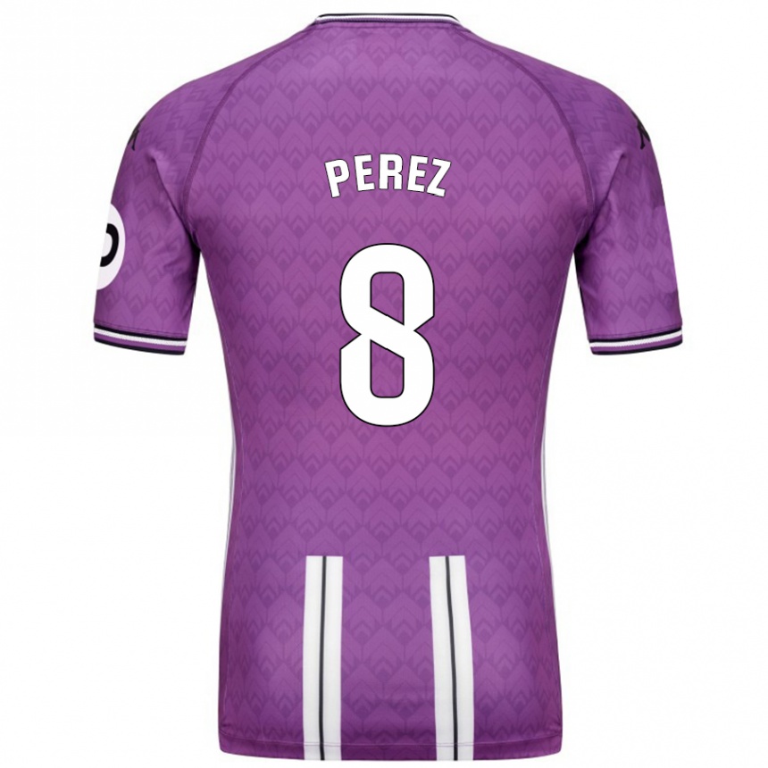 Niño Fútbol Camiseta Kike Pérez #8 Púrpura Blanco 1ª Equipación 2024/25