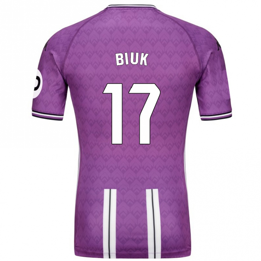 Niño Fútbol Camiseta Stipe Biuk #17 Púrpura Blanco 1ª Equipación 2024/25