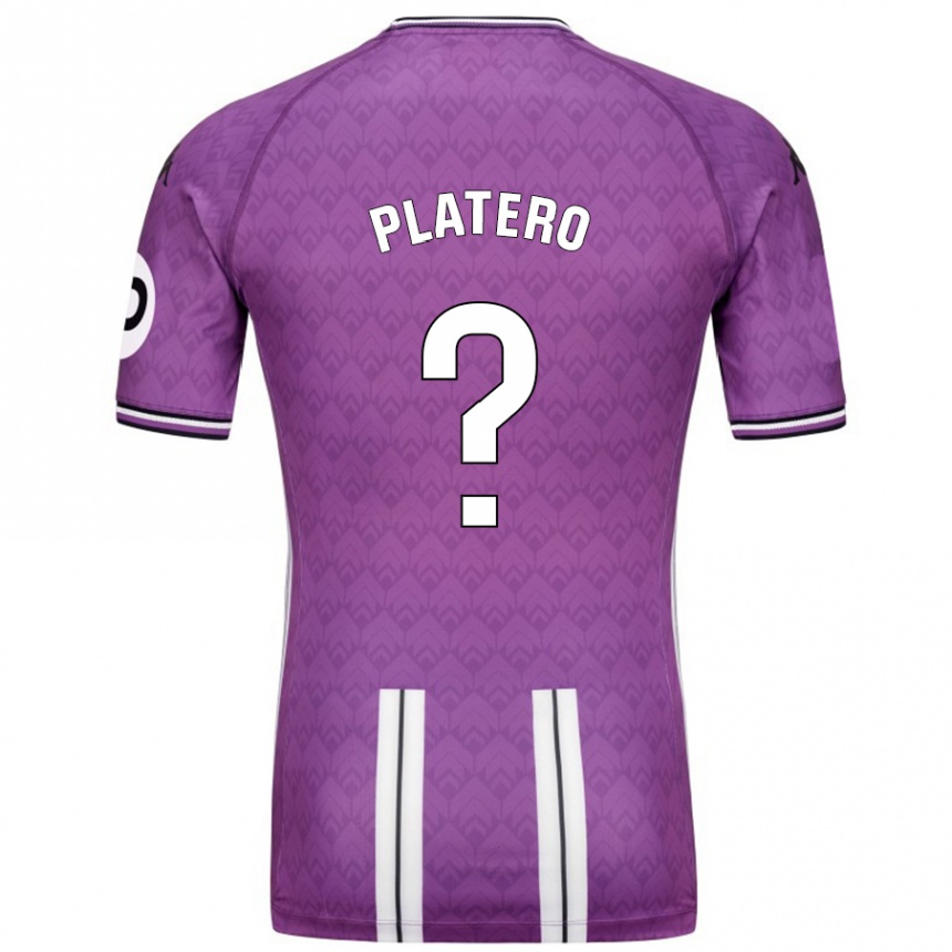 Niño Fútbol Camiseta Miguel Platero #0 Púrpura Blanco 1ª Equipación 2024/25