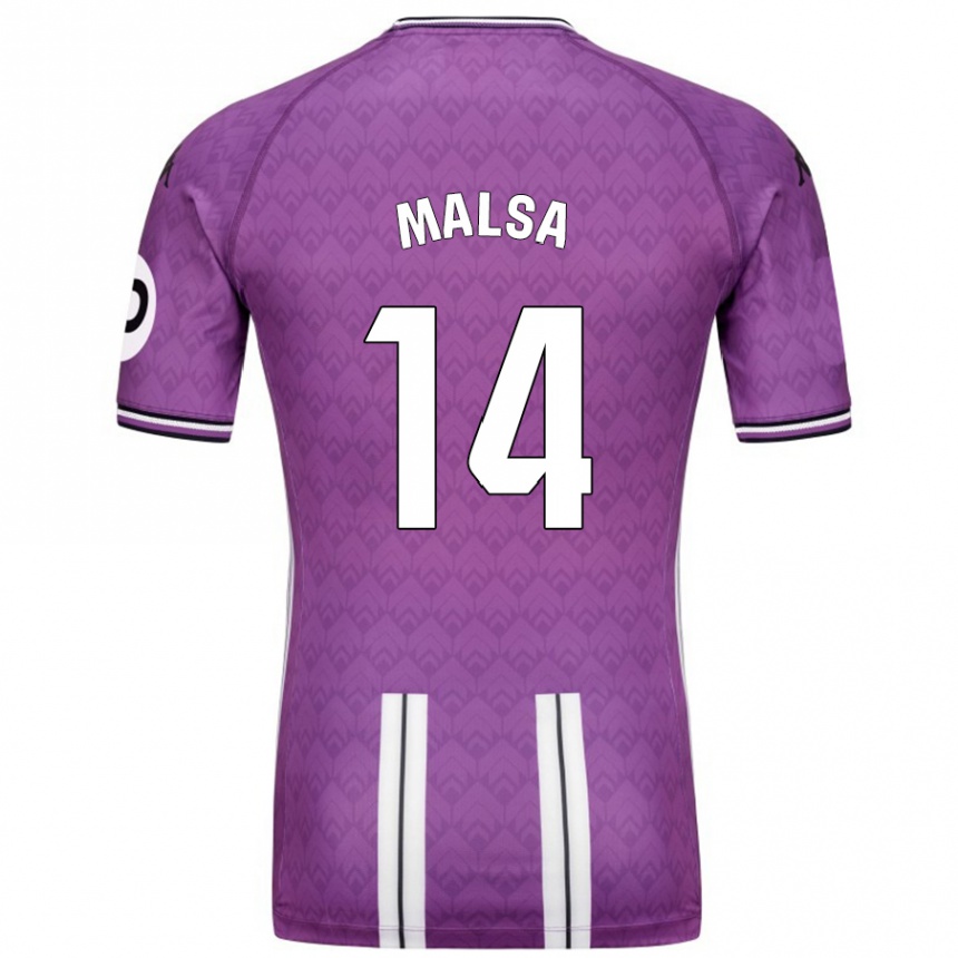 Niño Fútbol Camiseta Mickaël Malsa #14 Púrpura Blanco 1ª Equipación 2024/25