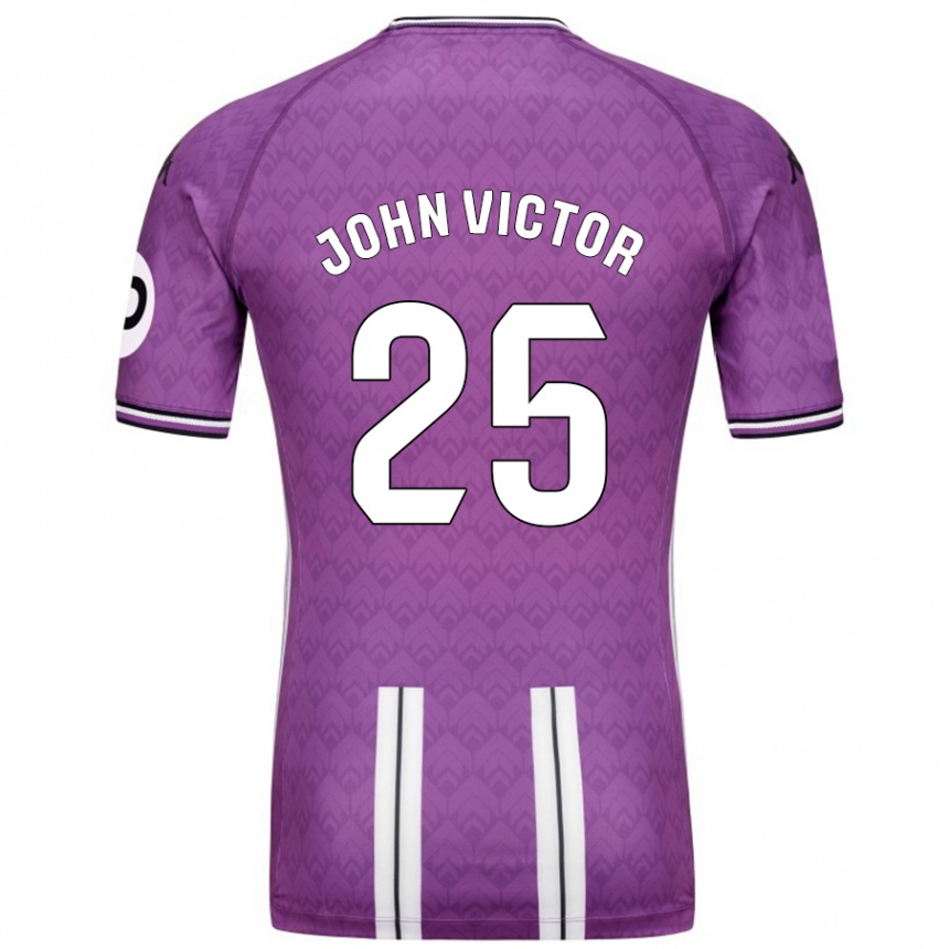 Niño Fútbol Camiseta John Victor #25 Púrpura Blanco 1ª Equipación 2024/25