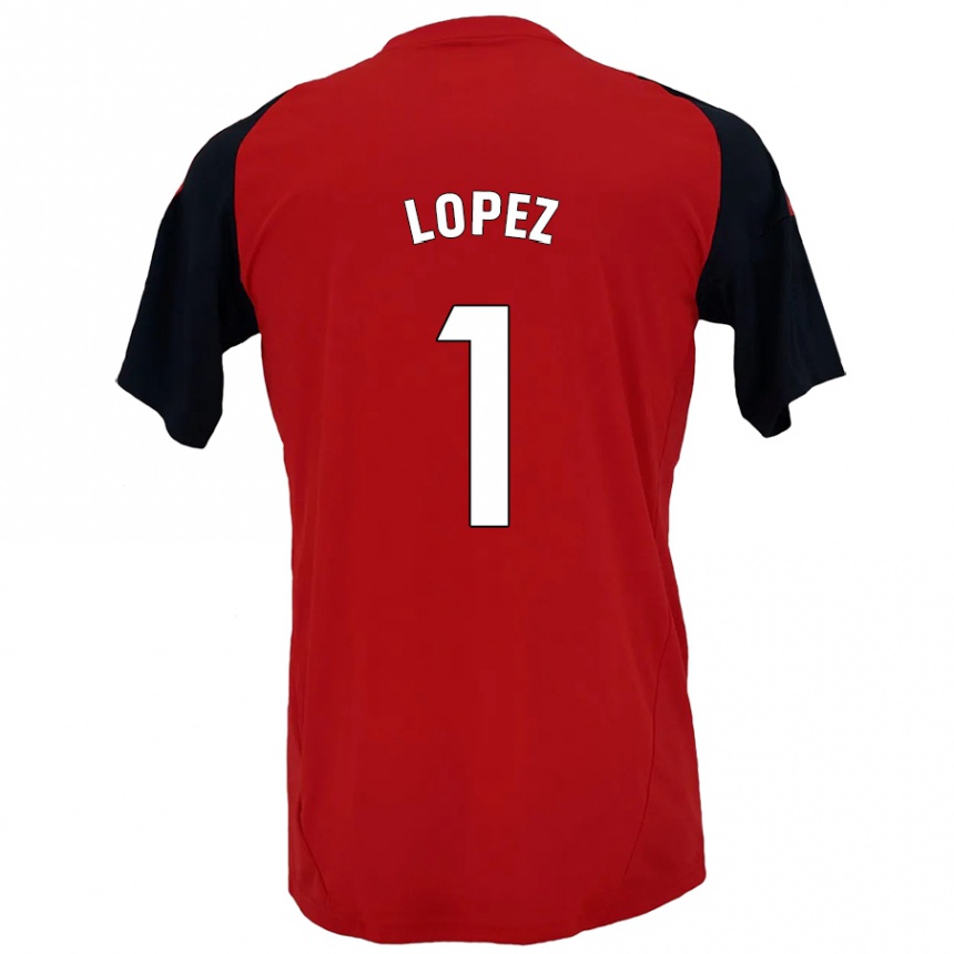 Niño Fútbol Camiseta Luis López #1 Rojo Negro 1ª Equipación 2024/25