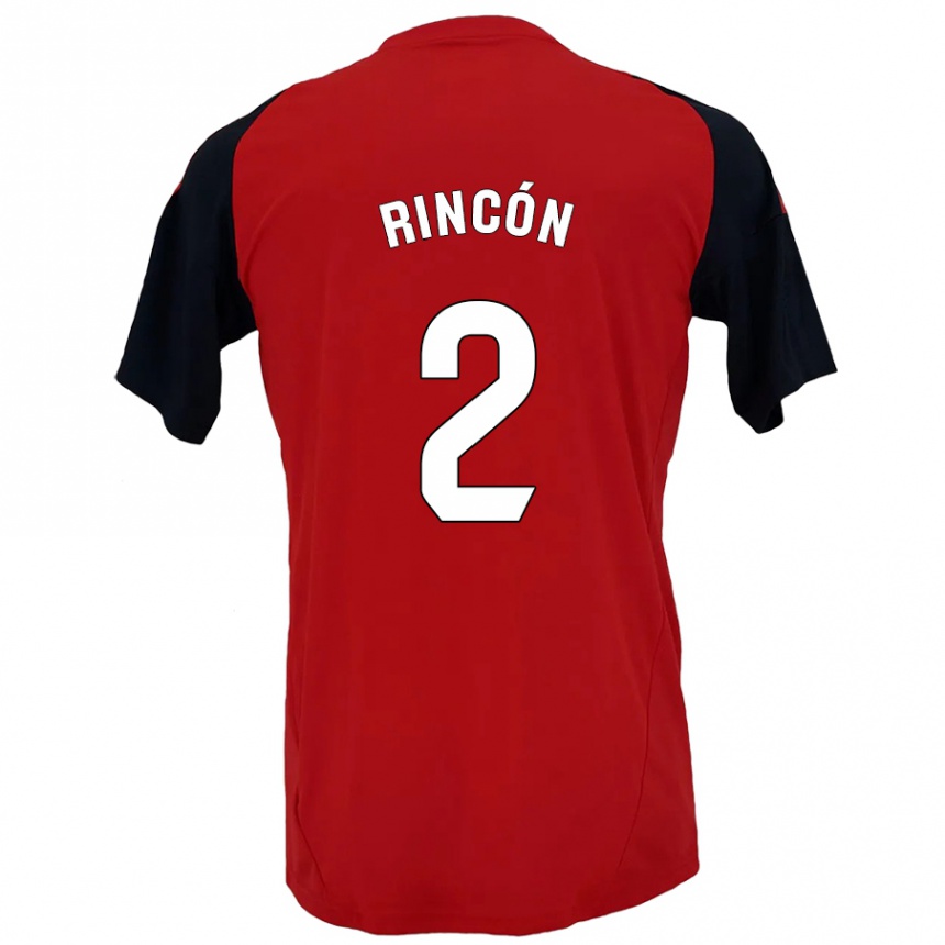 Niño Fútbol Camiseta Hugo Rincón #2 Rojo Negro 1ª Equipación 2024/25