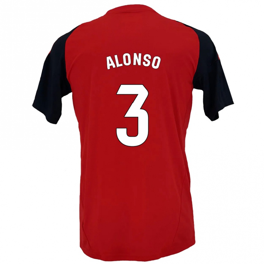 Niño Fútbol Camiseta Julio Alonso #3 Rojo Negro 1ª Equipación 2024/25