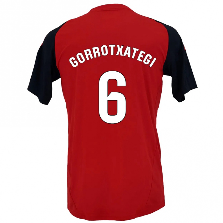 Niño Fútbol Camiseta Jon Gorrotxategi #6 Rojo Negro 1ª Equipación 2024/25