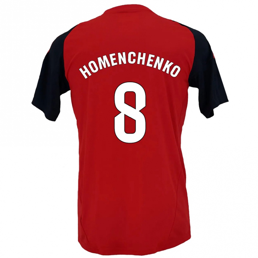 Niño Fútbol Camiseta Santiago Homenchenko #8 Rojo Negro 1ª Equipación 2024/25