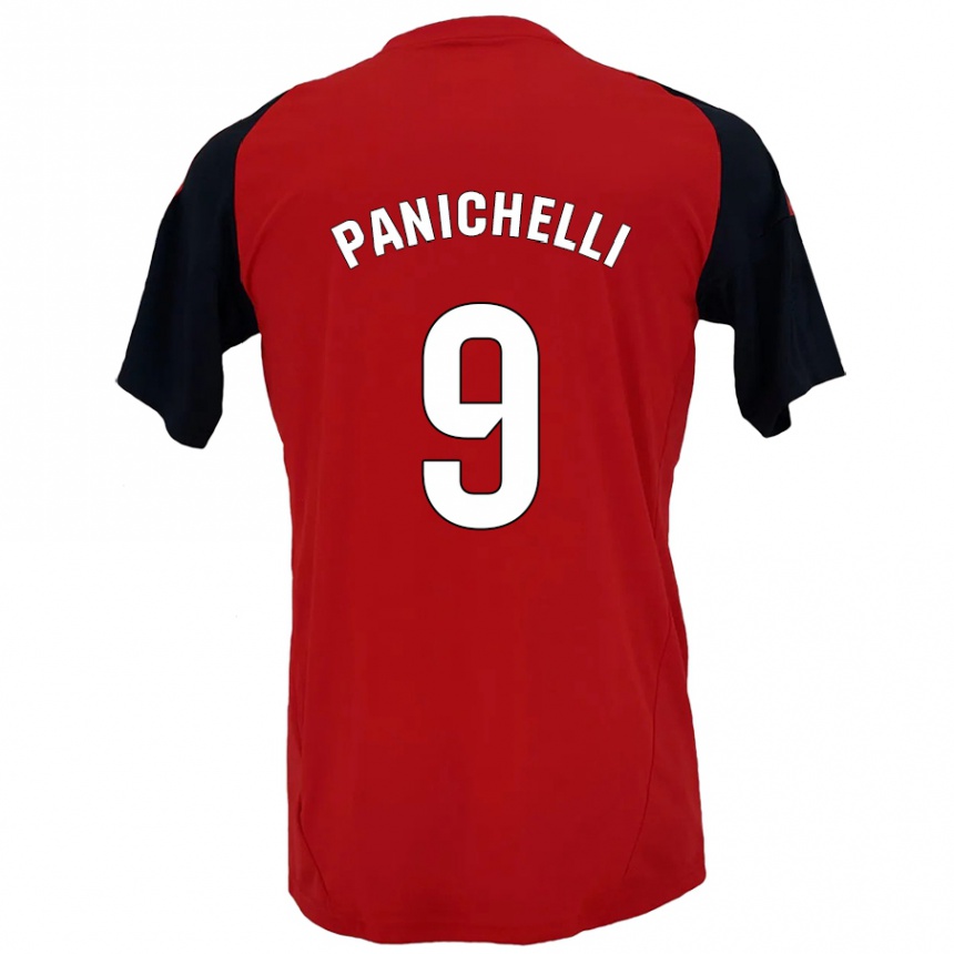 Niño Fútbol Camiseta Joaquín Panichelli #9 Rojo Negro 1ª Equipación 2024/25