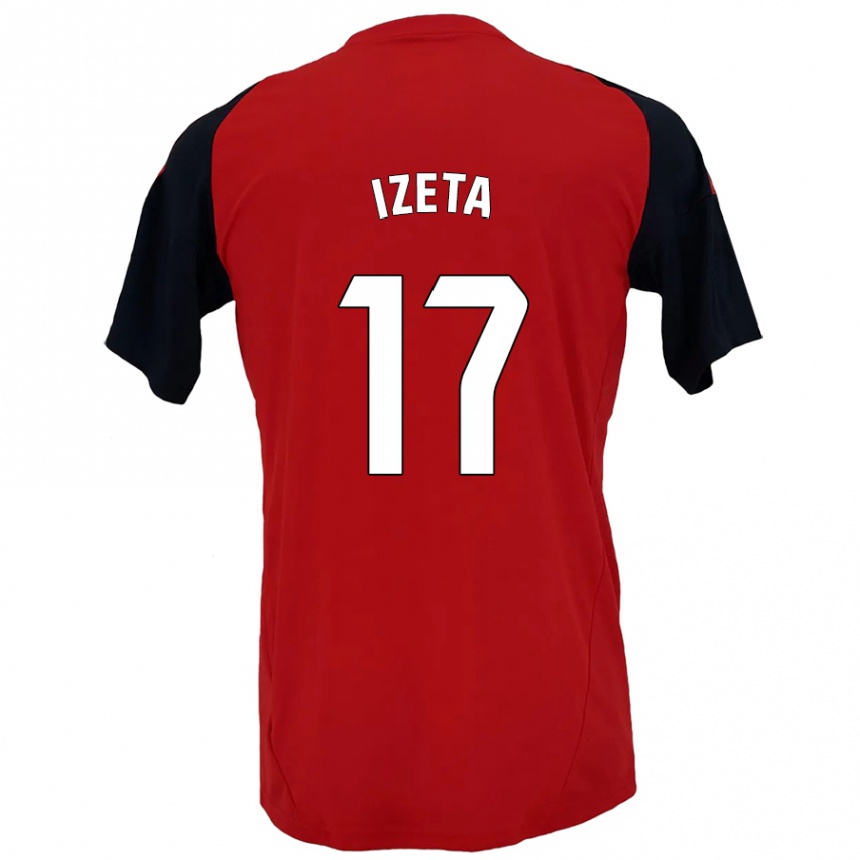 Niño Fútbol Camiseta Urko Izeta #17 Rojo Negro 1ª Equipación 2024/25