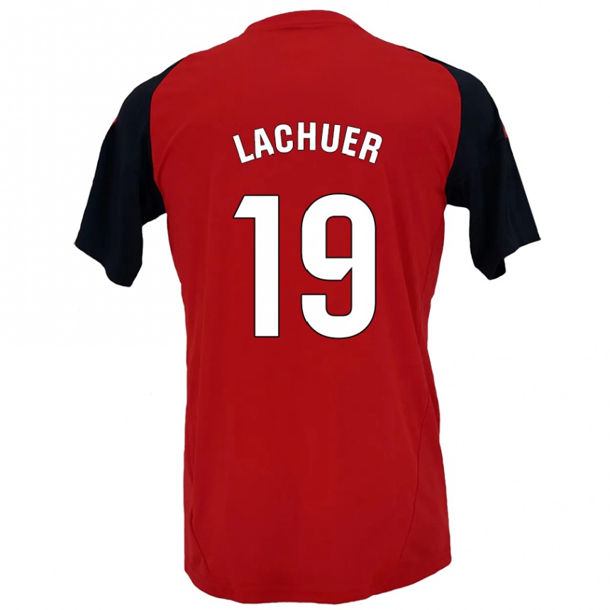 Niño Fútbol Camiseta Mathis Lachuer #19 Rojo Negro 1ª Equipación 2024/25